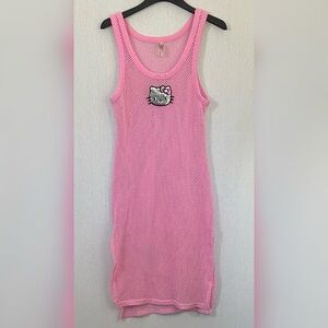 Sanrio x Forever 21 Pink Sheer Mesh Hello Kitty Tank Swimsuit Coverup